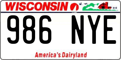 WI license plate 986NYE
