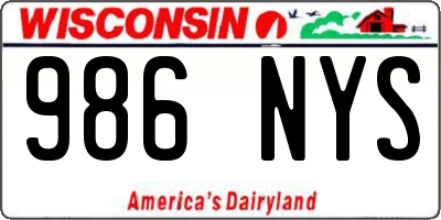WI license plate 986NYS