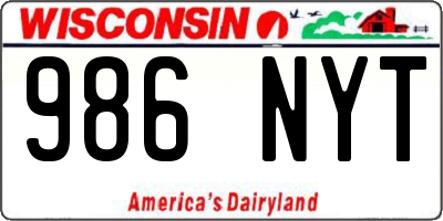 WI license plate 986NYT