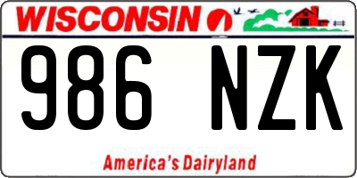 WI license plate 986NZK