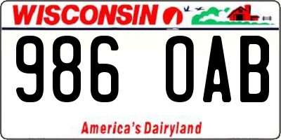 WI license plate 986OAB