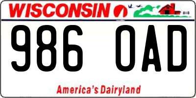 WI license plate 986OAD