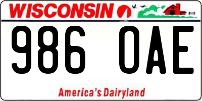 WI license plate 986OAE