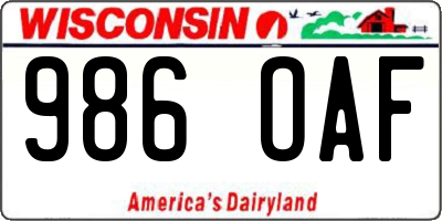 WI license plate 986OAF