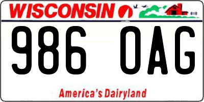 WI license plate 986OAG