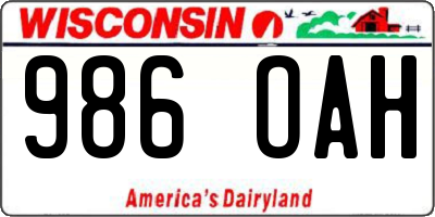 WI license plate 986OAH