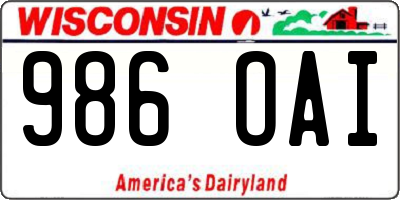 WI license plate 986OAI