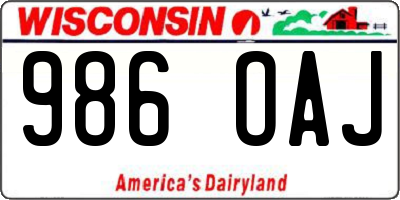 WI license plate 986OAJ