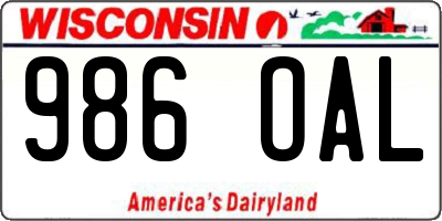 WI license plate 986OAL