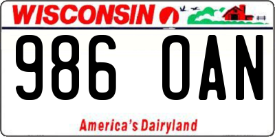 WI license plate 986OAN
