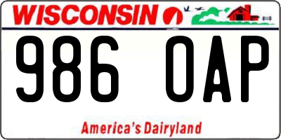 WI license plate 986OAP