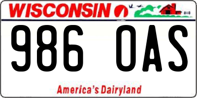 WI license plate 986OAS