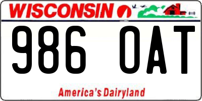 WI license plate 986OAT