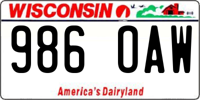 WI license plate 986OAW