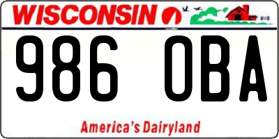 WI license plate 986OBA