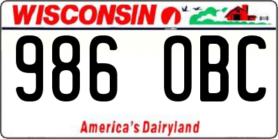 WI license plate 986OBC