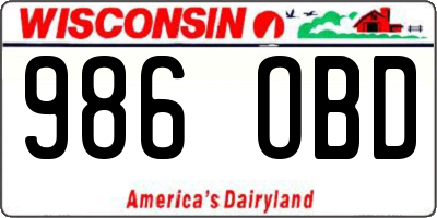 WI license plate 986OBD