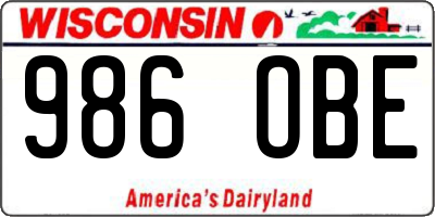 WI license plate 986OBE