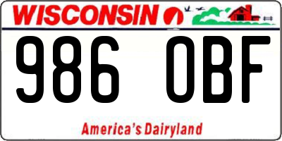 WI license plate 986OBF