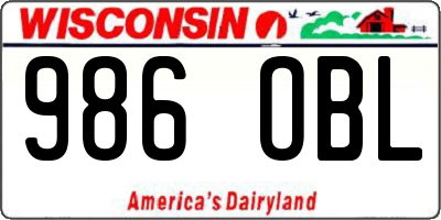 WI license plate 986OBL