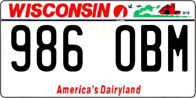 WI license plate 986OBM