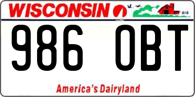 WI license plate 986OBT