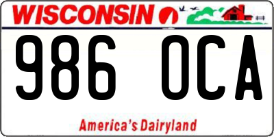 WI license plate 986OCA