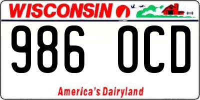 WI license plate 986OCD