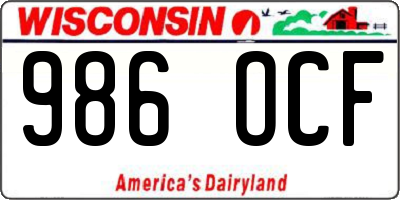 WI license plate 986OCF