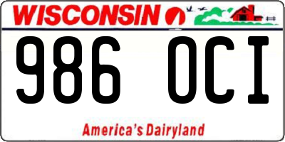 WI license plate 986OCI