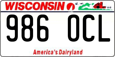 WI license plate 986OCL
