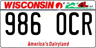 WI license plate 986OCR