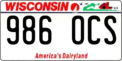 WI license plate 986OCS