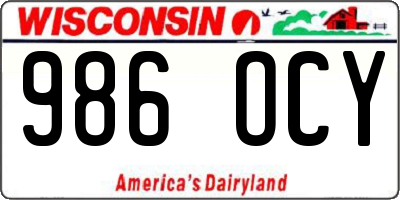 WI license plate 986OCY