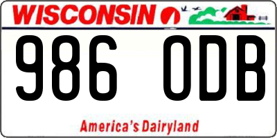 WI license plate 986ODB