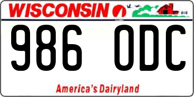 WI license plate 986ODC