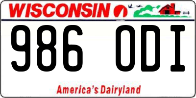 WI license plate 986ODI