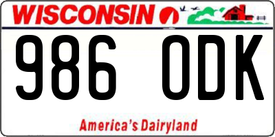 WI license plate 986ODK