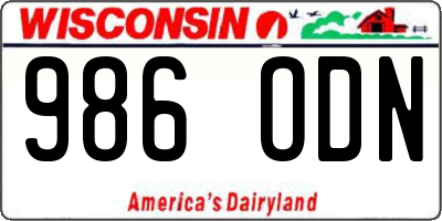 WI license plate 986ODN