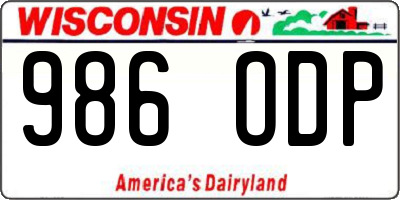 WI license plate 986ODP