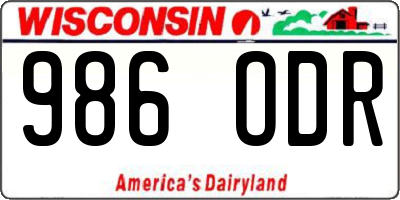 WI license plate 986ODR