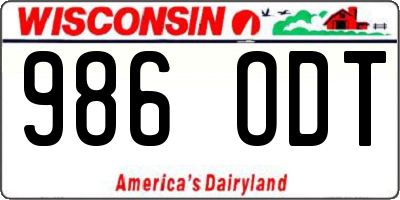 WI license plate 986ODT