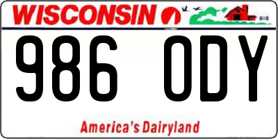 WI license plate 986ODY
