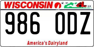 WI license plate 986ODZ