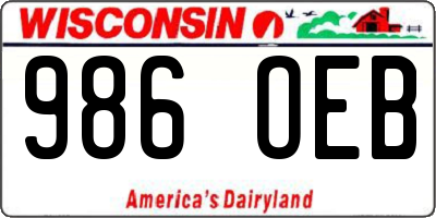 WI license plate 986OEB
