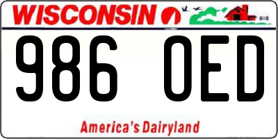 WI license plate 986OED