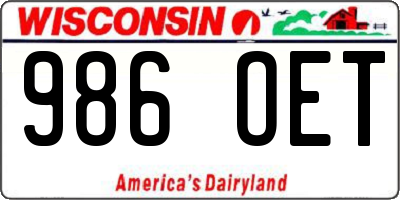 WI license plate 986OET