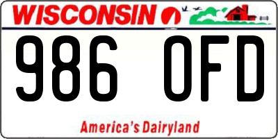 WI license plate 986OFD