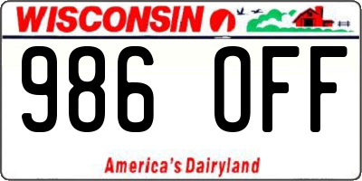 WI license plate 986OFF