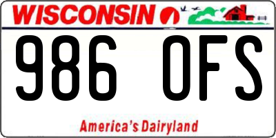 WI license plate 986OFS